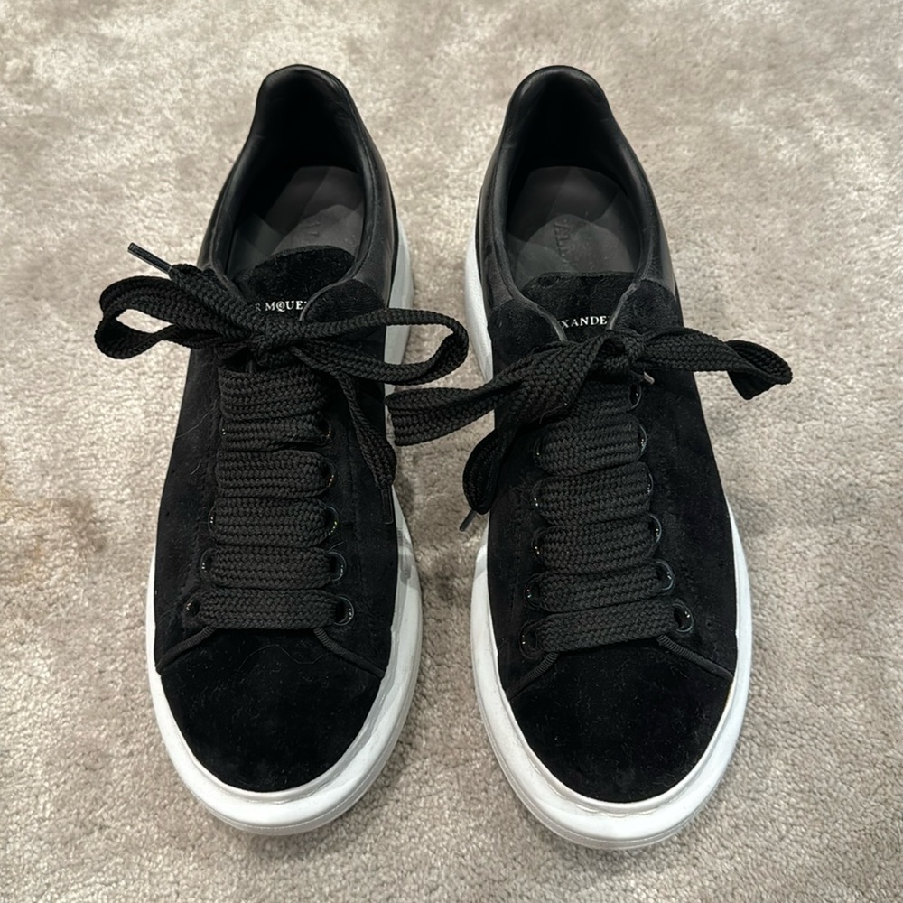 Barely worn Alexander McQueen black velvet sneakers